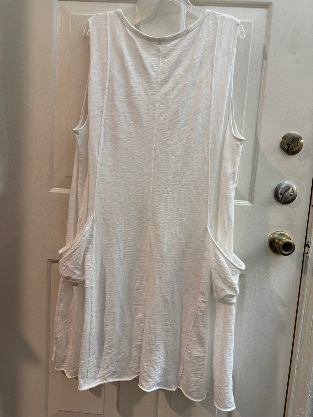 Summer Dress☀️🌴😎 Lightweight 100% Cotton White Sleeveless Pocket Dress XXL - Picture 3 of 13